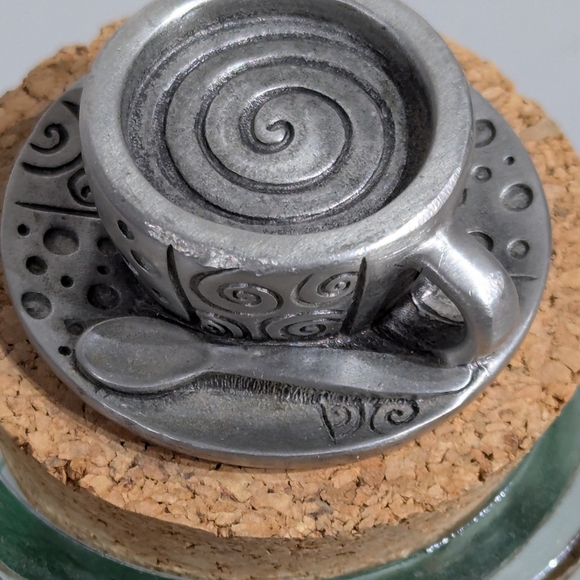 Vintage 90s Friends Era Pewter Recycled Glass Coffee Bean/tea Jar - Picture 3 of 13